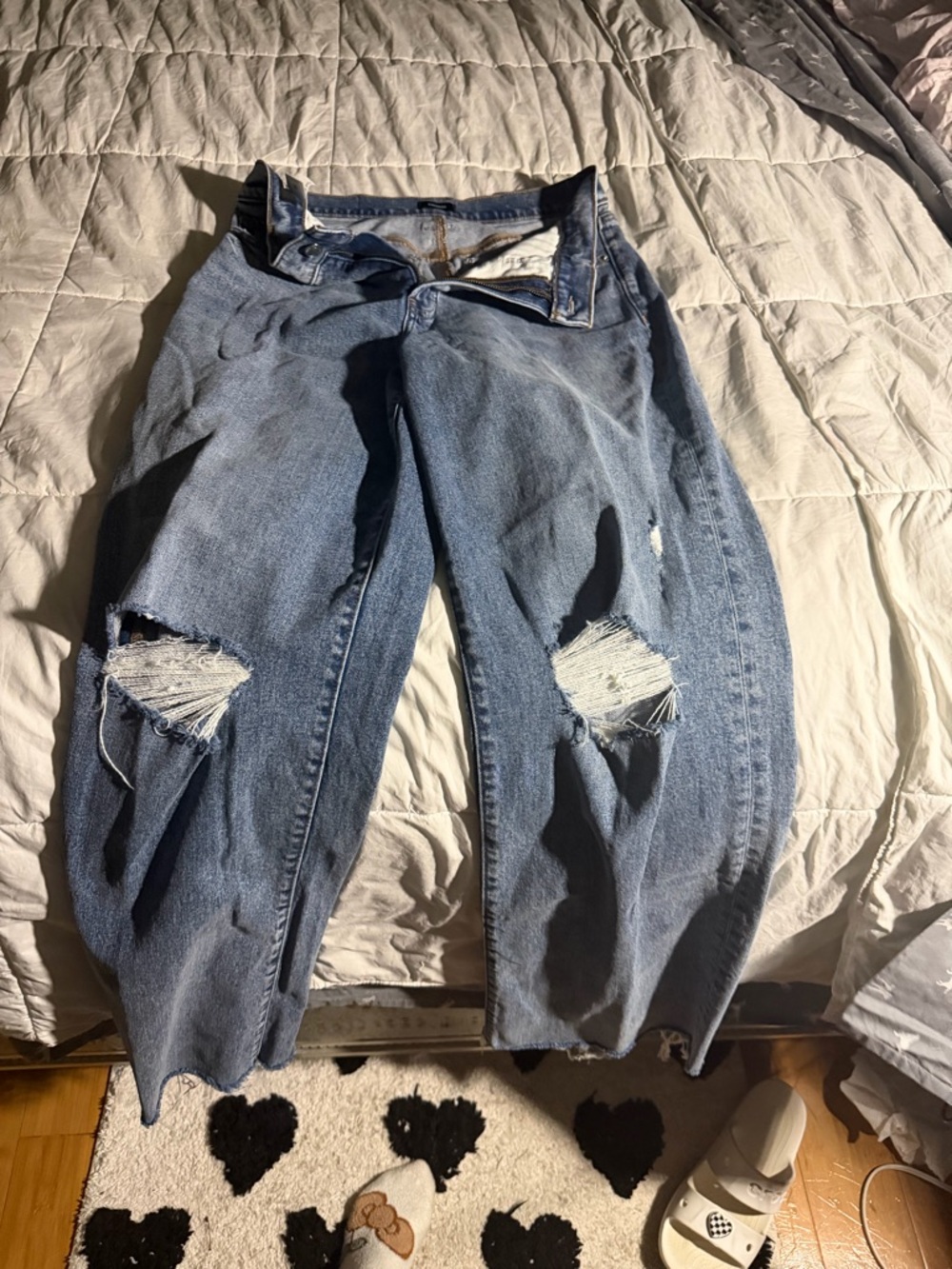 Express Light Blue Ripped Boyfriend Jeans